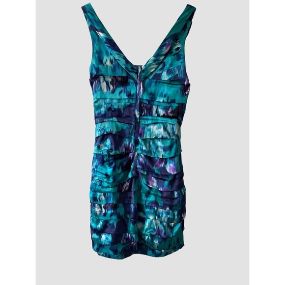 Express Design Studio Women's Purple Blue Silk Ruched Mini Dress Size 8 - Picture 5 of 8